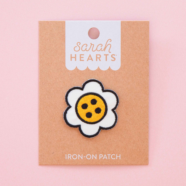 Daisy Button Iron-On Patch