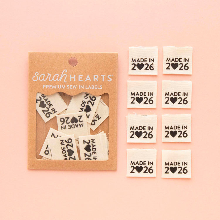Made in 2026 Organic Cotton Centerfold Sewing Labels