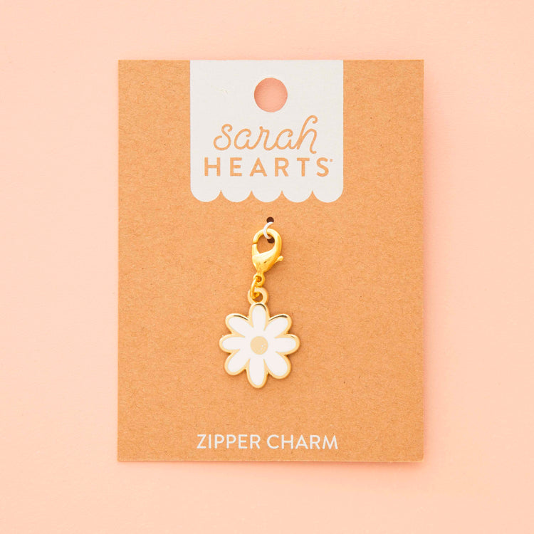 White Daisy Zipper Charm