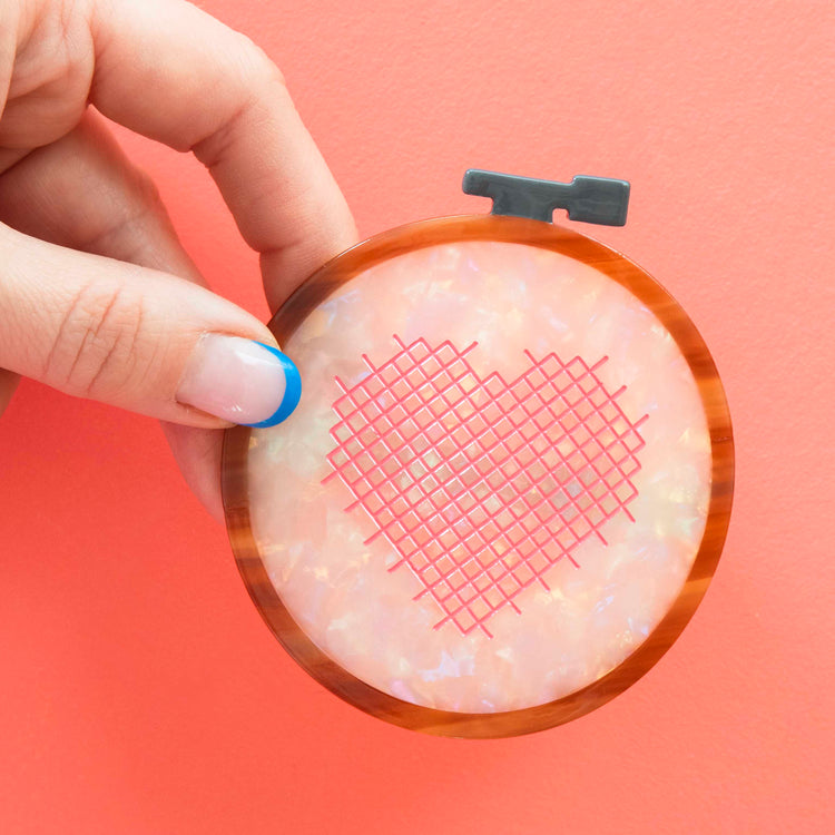 Cross Stitch Embroidery Hoop French Barrette