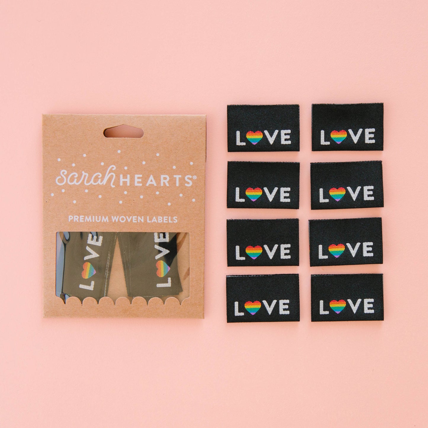 Love Pride Heart Woven Labels