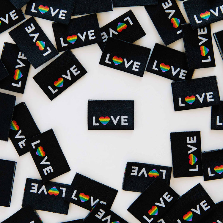 Love Pride Heart Woven Sewing Labels