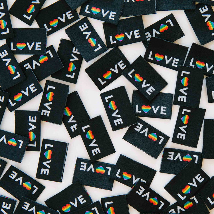 Love Pride Heart Woven Sewing Labels