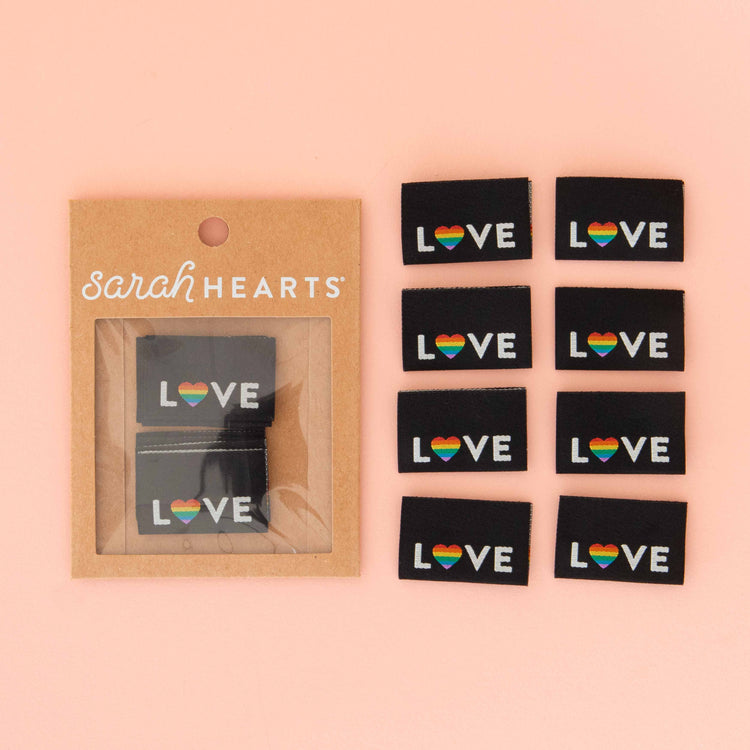 Love Pride Heart Woven Sewing Labels