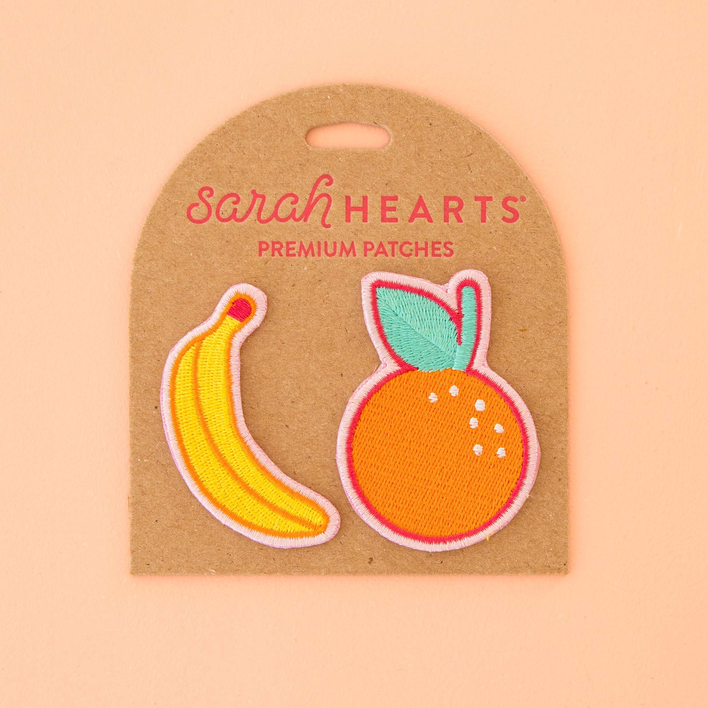 Banana and Orange Embroidered Patches - 2 Pack