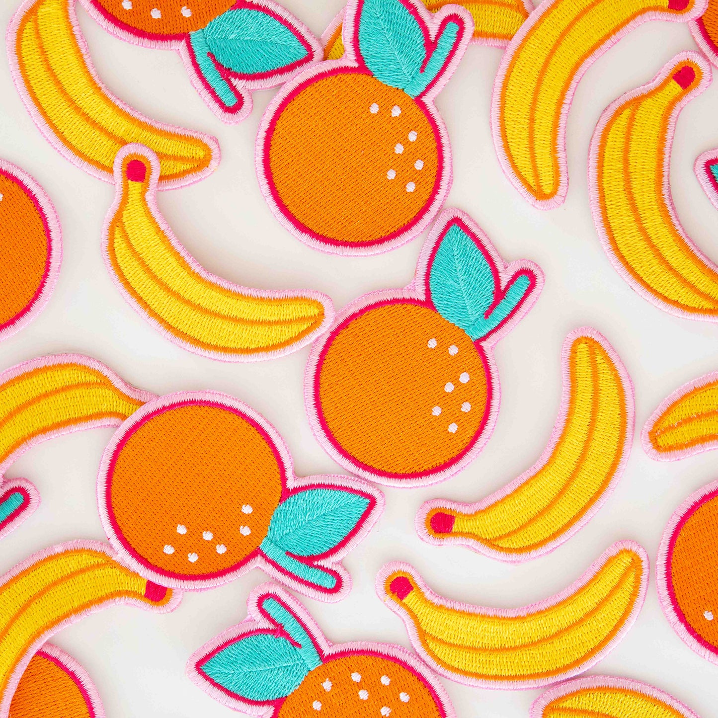Banana and Orange Embroidered Patches - 2 Pack