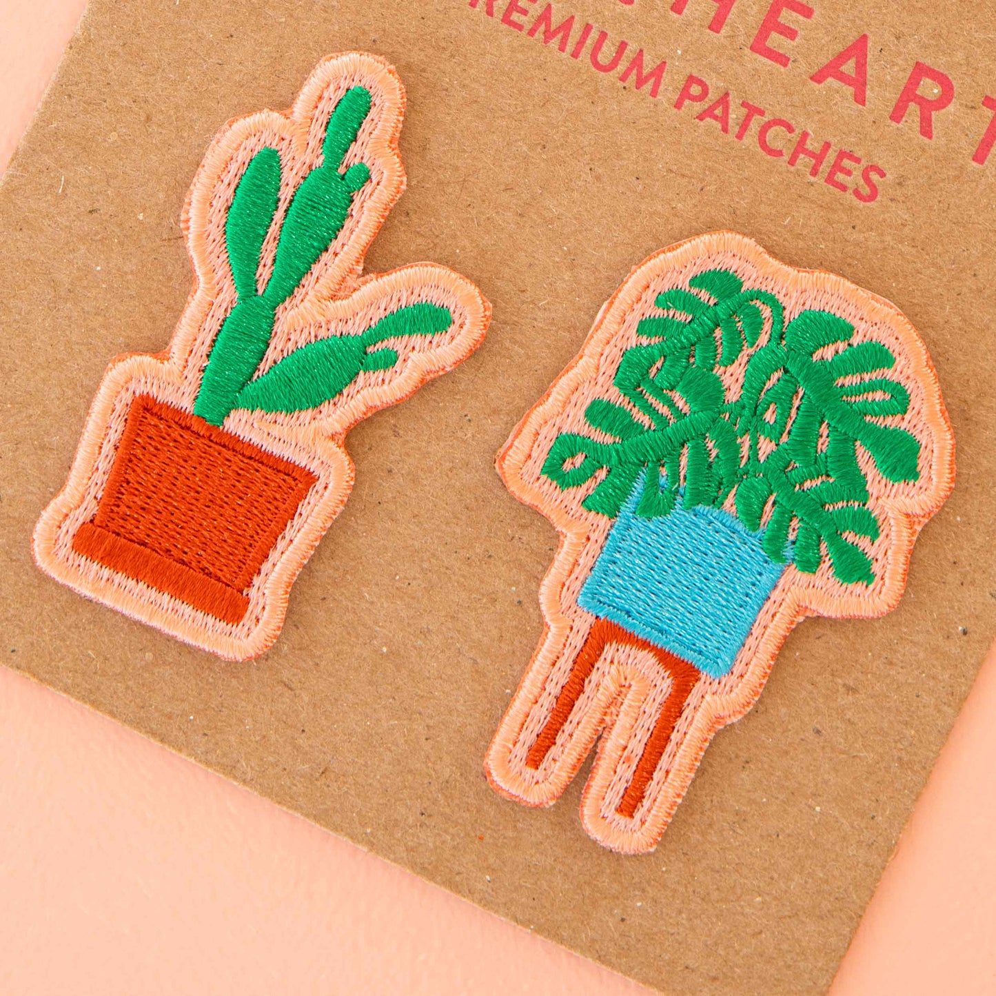 Monstera and Cactus Embroidered Patches - 2 Pack