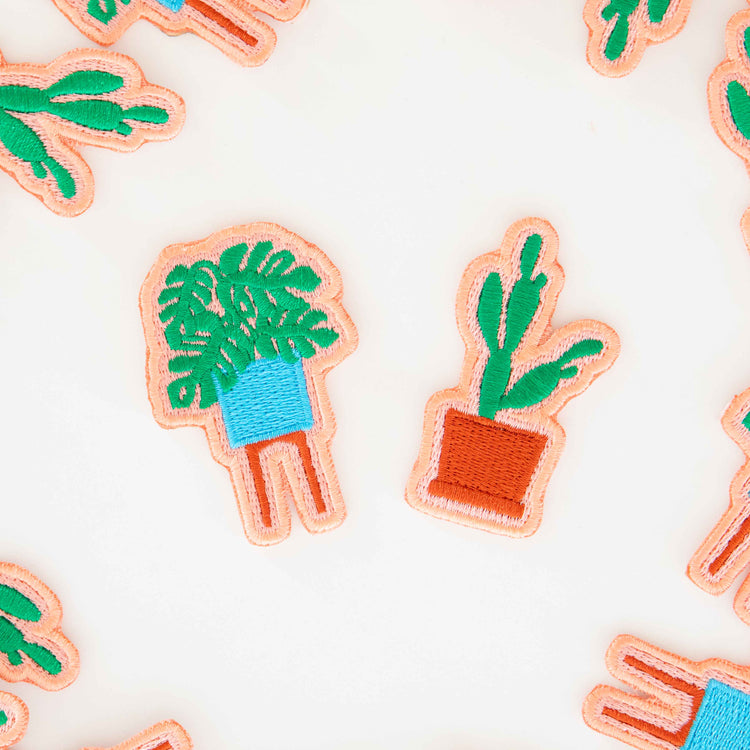 Monstera and Cactus Embroidered Patches - 2 Pack