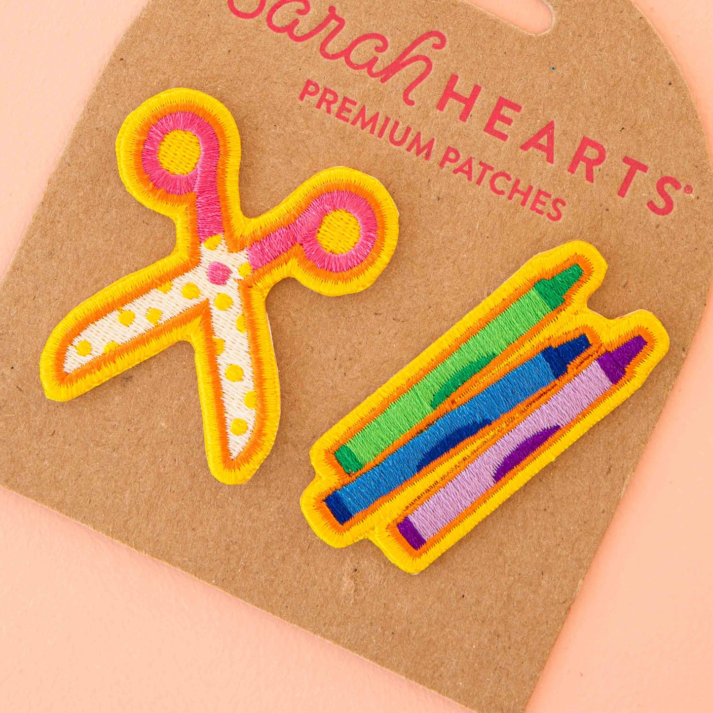 Scissors and Crayons Embroidered Patches - 2 Pack