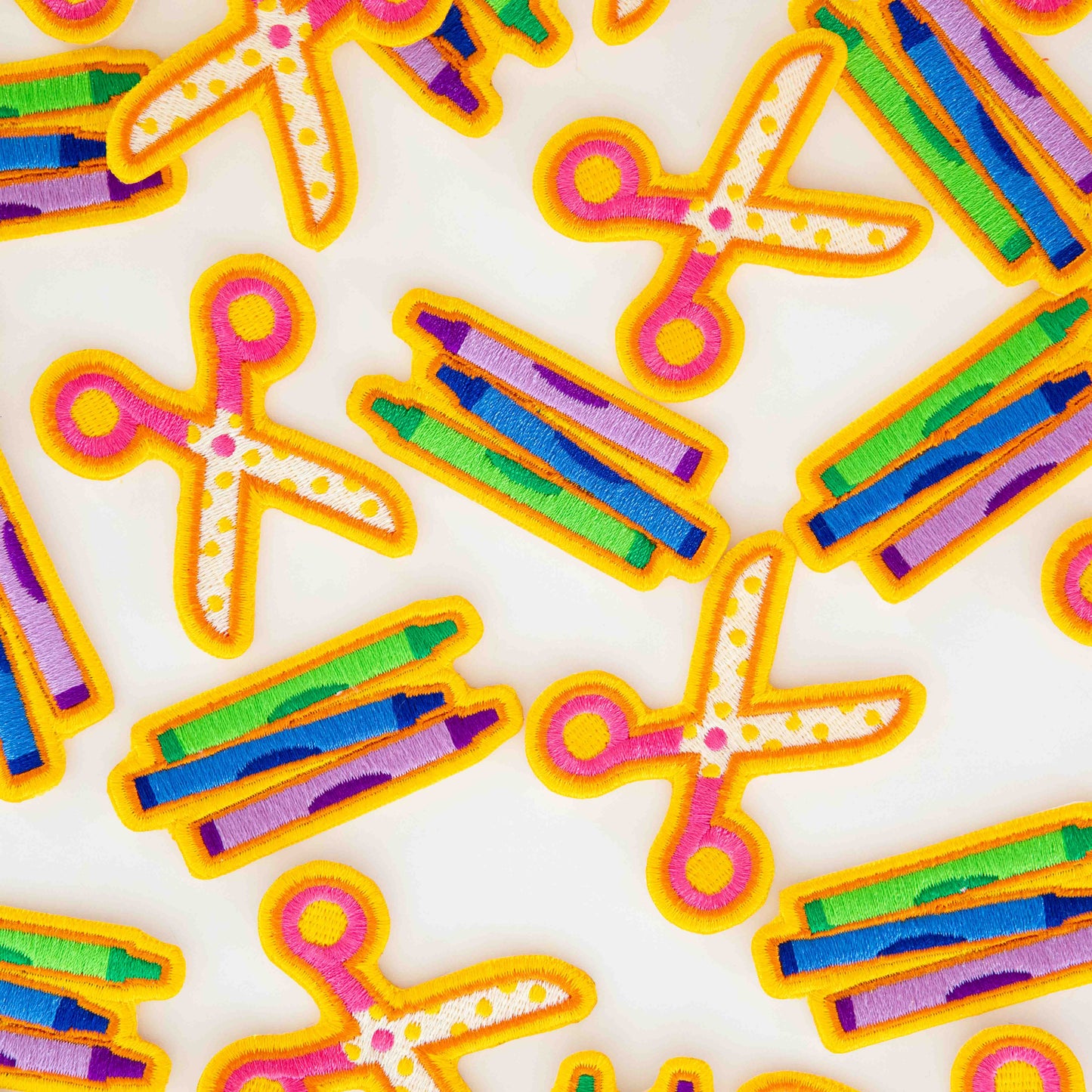 Scissors and Crayons Embroidered Patches - 2 Pack