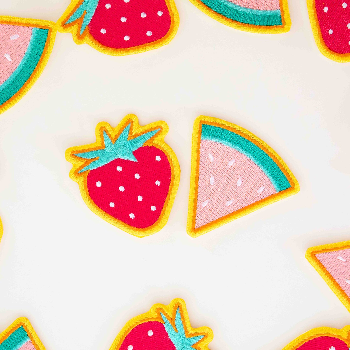 Watermelon and Strawberry Embroidered Patches - 2 Pack