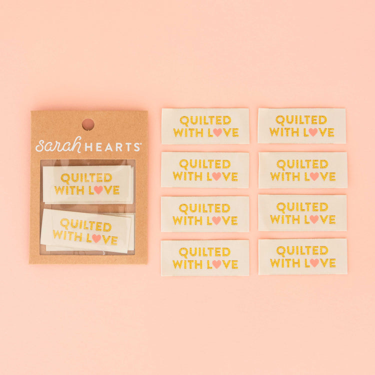 Quilted with Love Gold Woven Sewing Labels