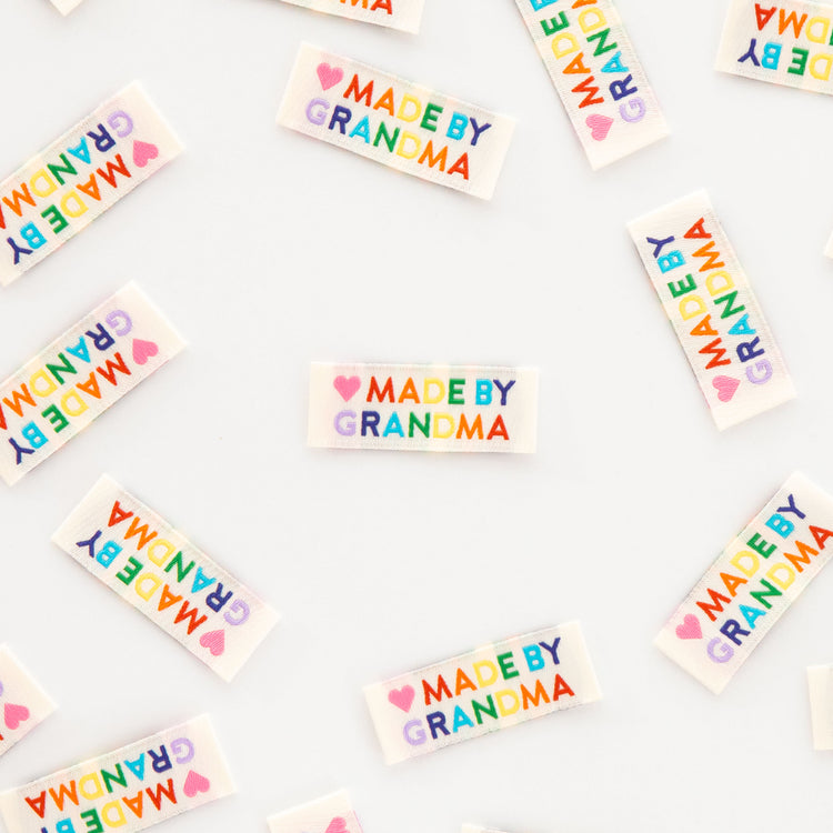 Made by Grandma Woven Sewing Labels Rainbow Colors