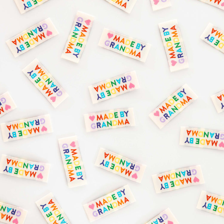 Made by Grandma Woven Sewing Labels Rainbow Colors