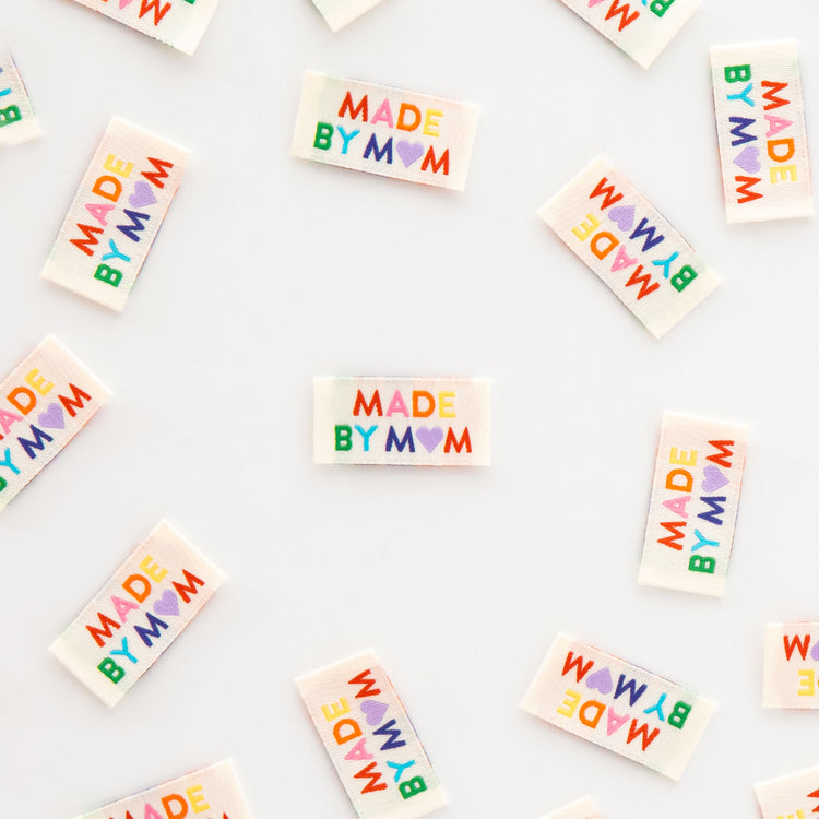 Made by Mom Woven Sewing Labels Rainbow Colors