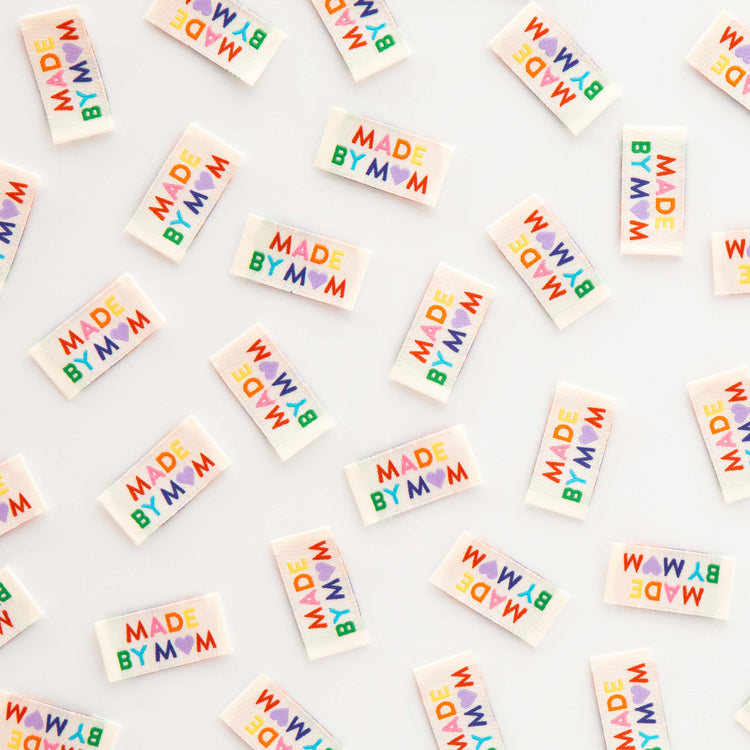 Made by Mom Woven Sewing Labels Rainbow Colors