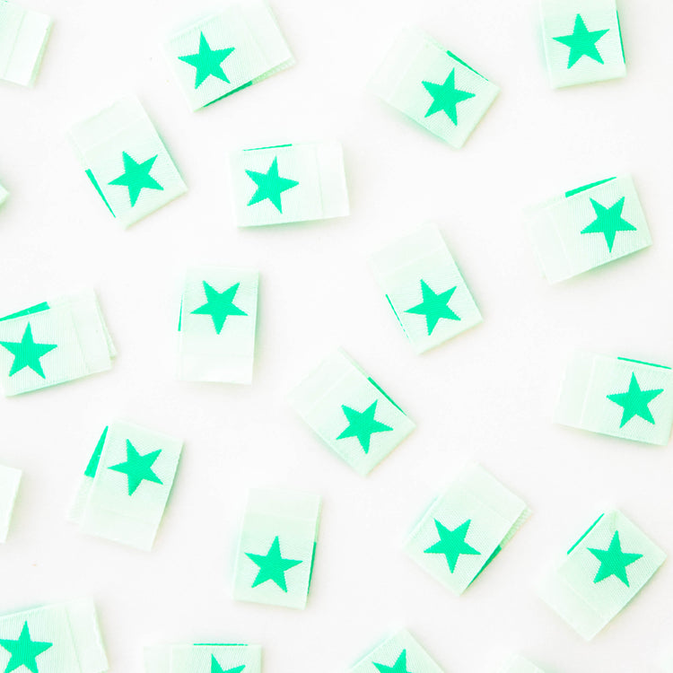 Mint Green Star Woven Labels
