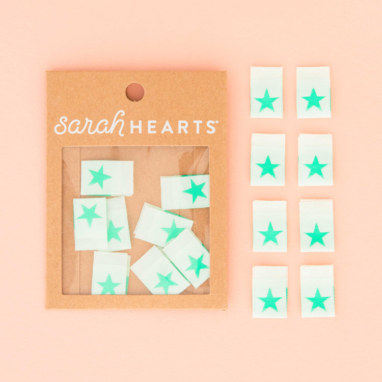 Mint Green Star Woven Labels