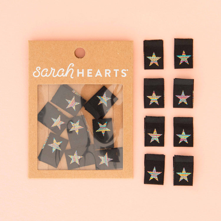 Metallic Rainbow Star Woven Labels