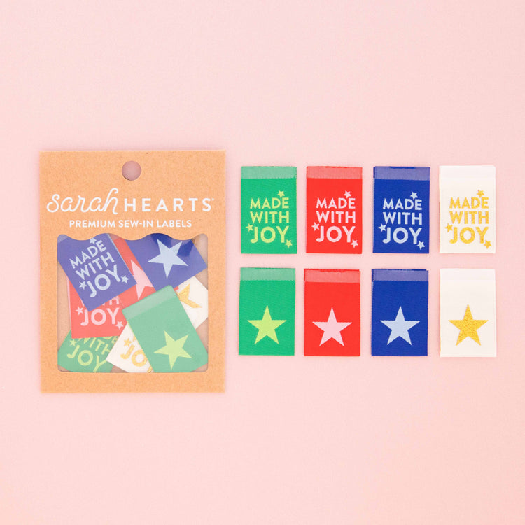 Woven Sew In Labels - Made with Joy Reversible Multipack - 8 pack