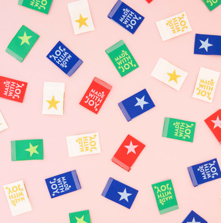 Woven Sew In Labels - Made with Joy Reversible Multipack - 8 pack