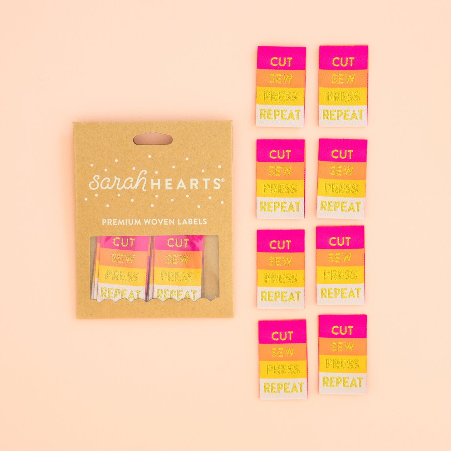 Cut Sew Press Repeat Tied with a Ribbon Woven Labels