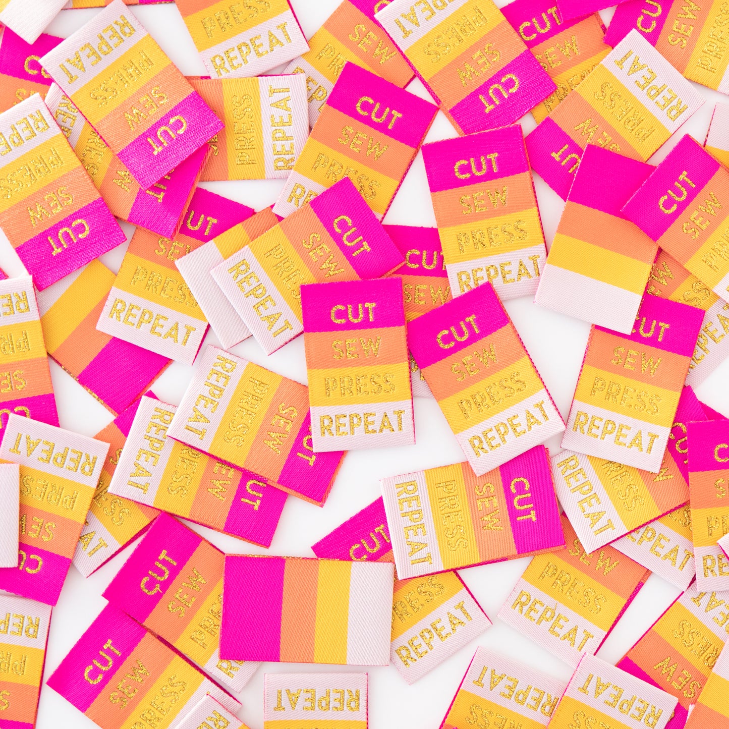 Cut Sew Press Repeat Tied with a Ribbon Woven Labels