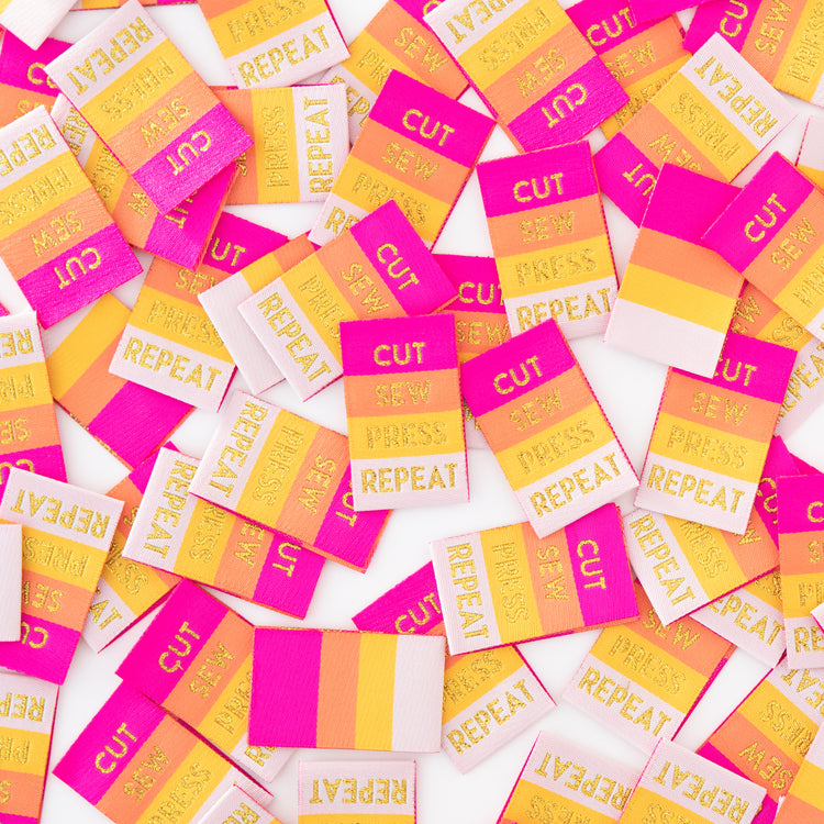 Cut Sew Press Repeat Tied with a Ribbon Woven Sewing Labels