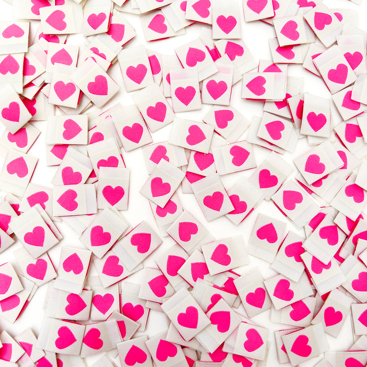 Pink Heart Woven Sewing Labels