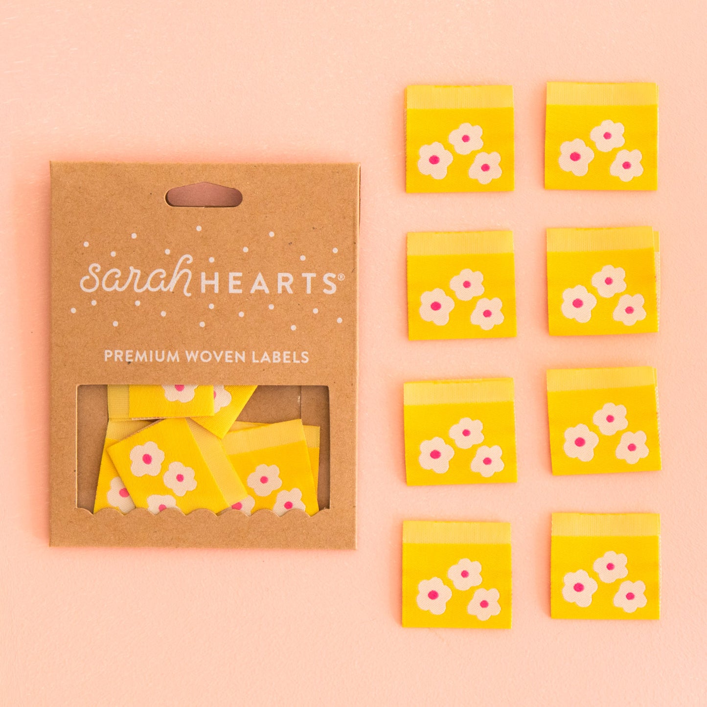 Yellow Daisy Woven Labels