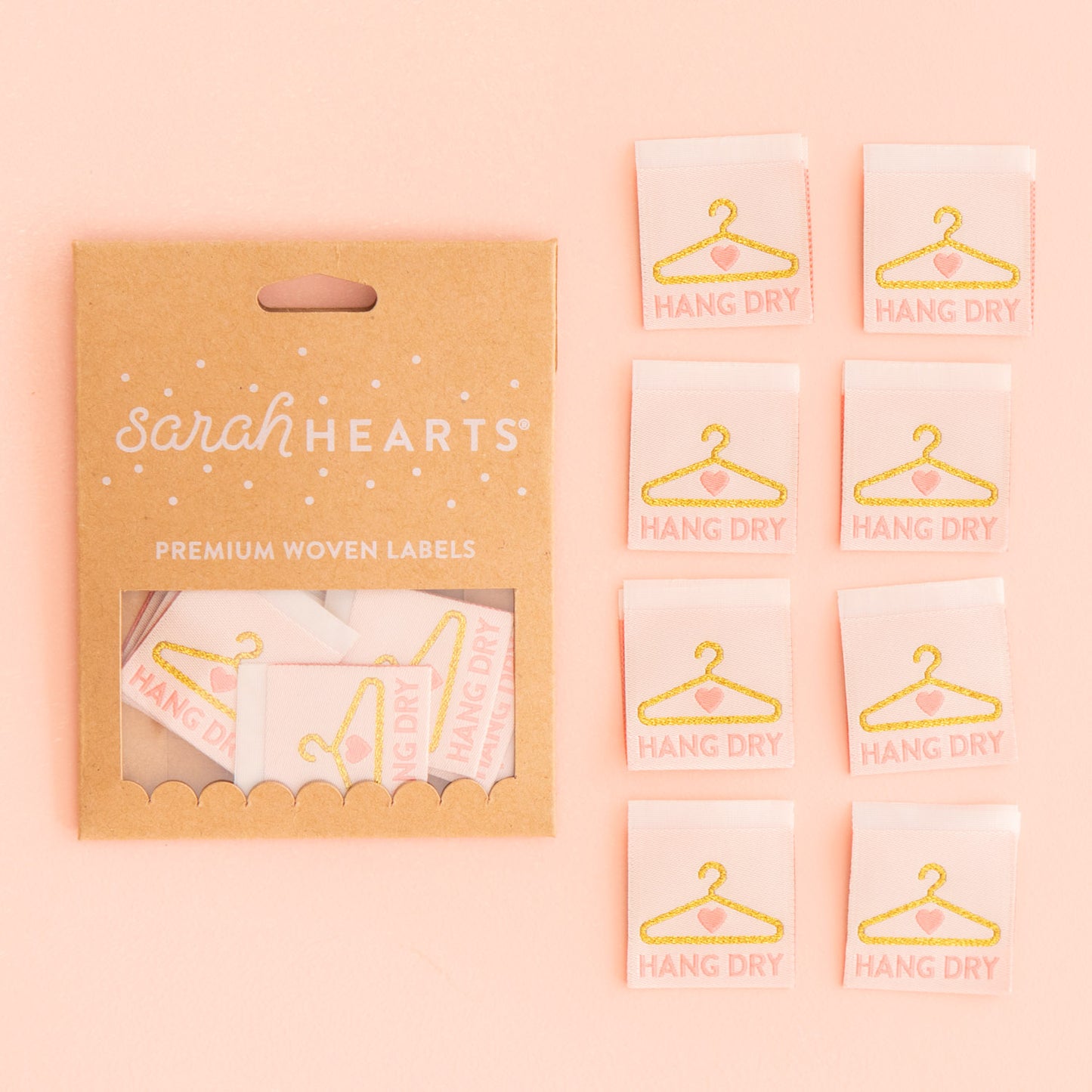 Hang Dry Metallic Gold Woven Labels