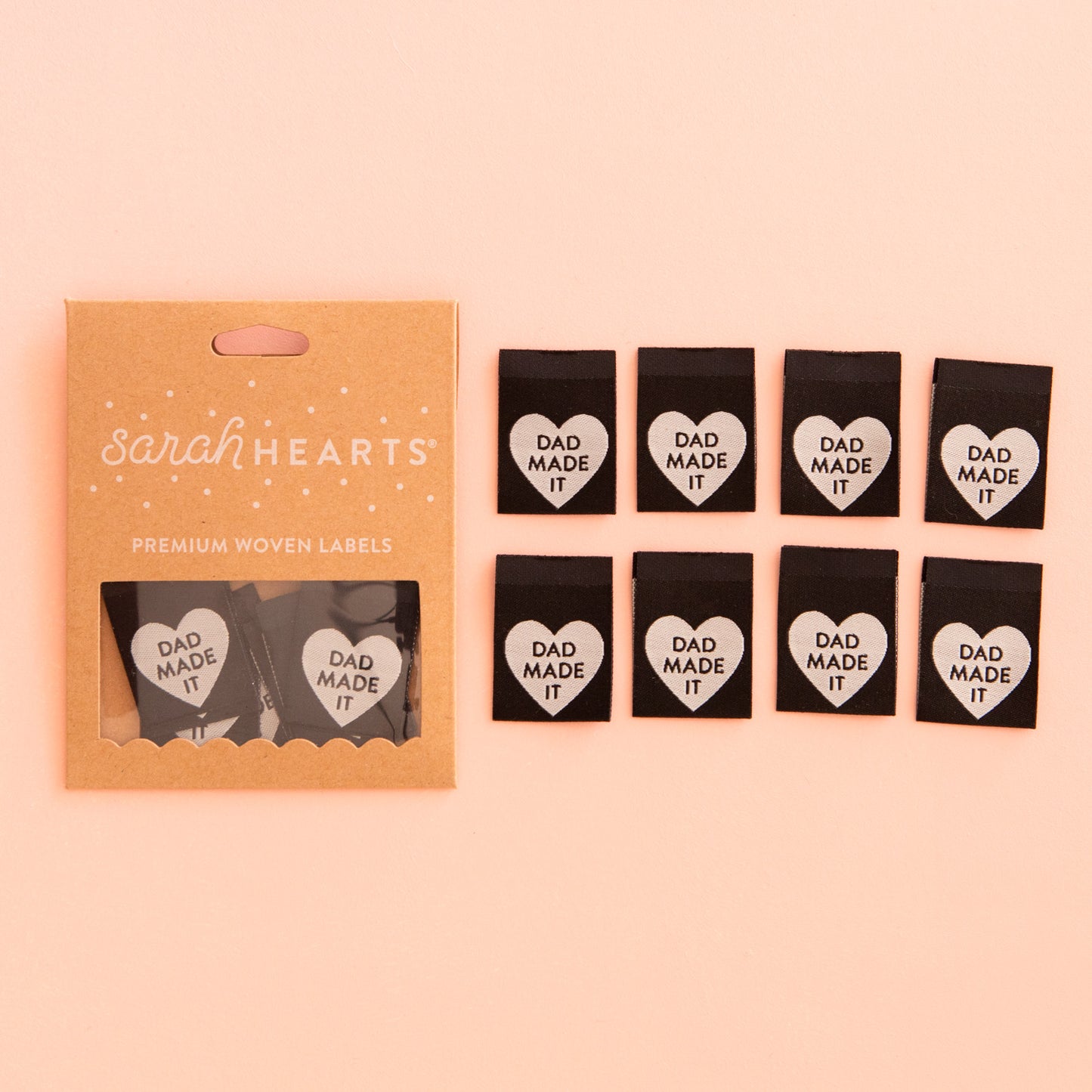 Dad Made It Heart Woven Labels