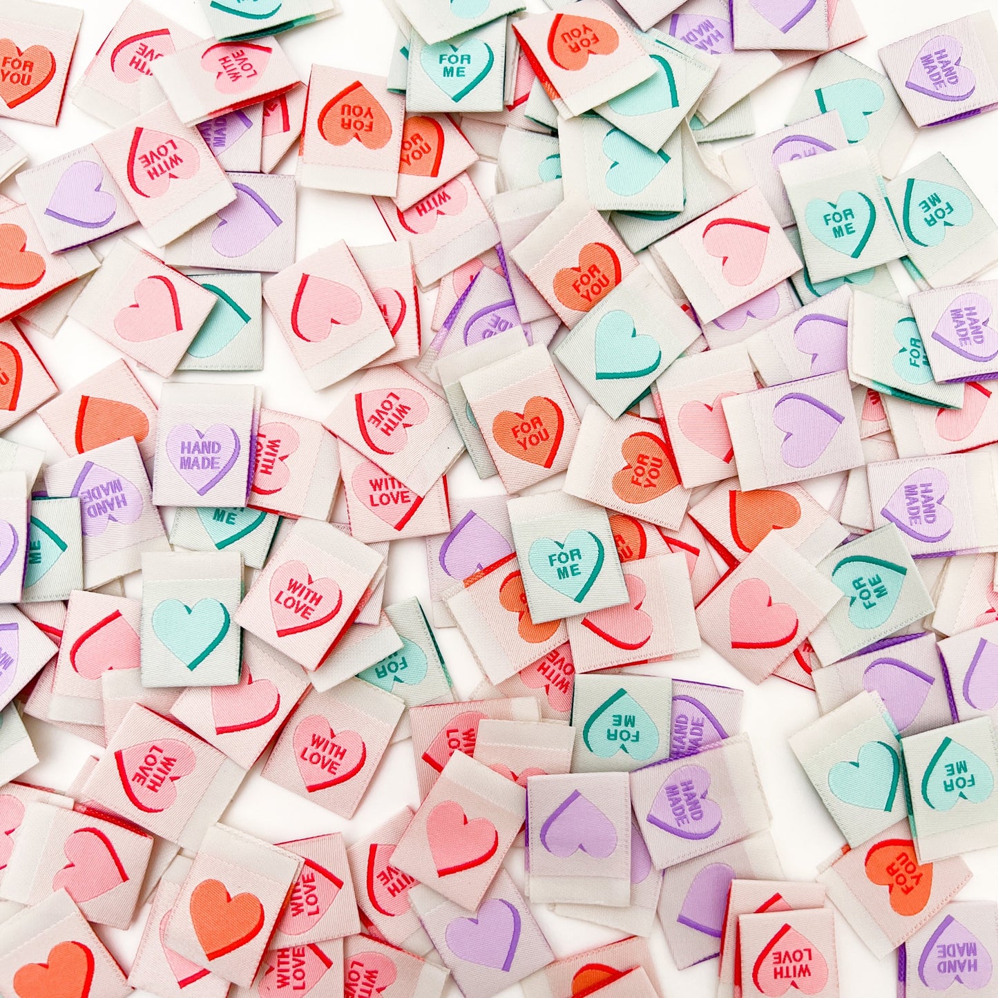 Valentine's Day Candy Heart Woven Labels