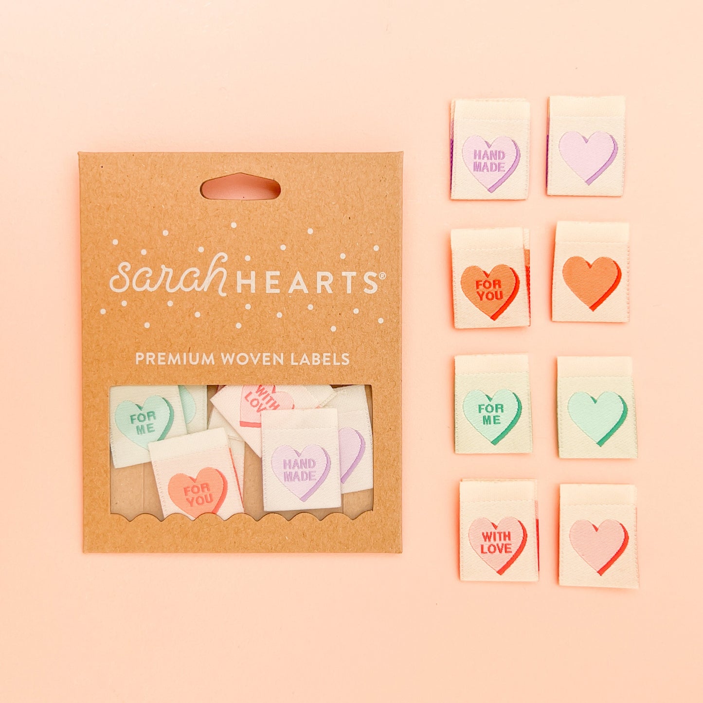 Valentine's Day Candy Heart Woven Labels