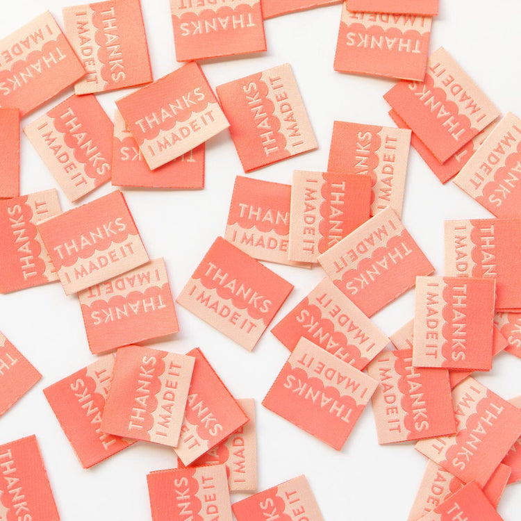 Thanks I Made It Coral Woven Labels