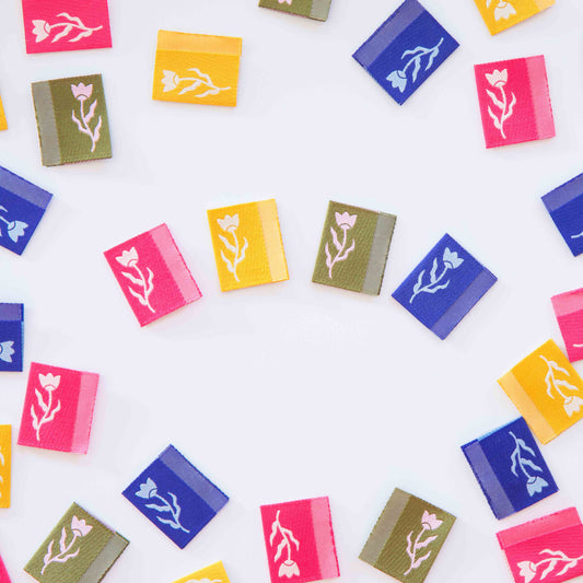 Tiny Floral Side Woven Labels Multipack