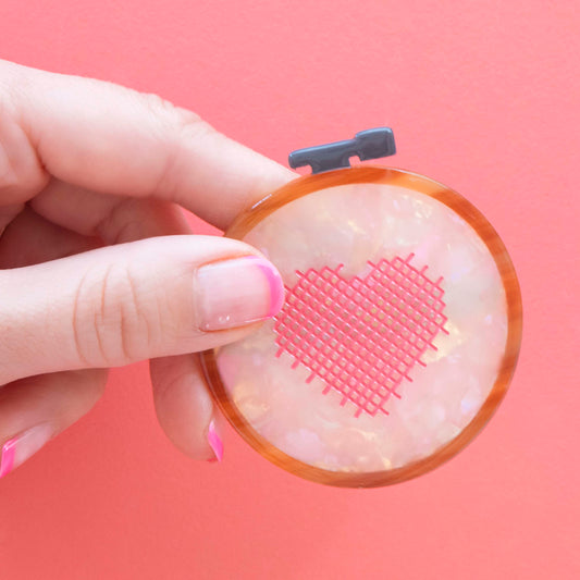 Cross Stitch Embroidery Hoop French Barrette