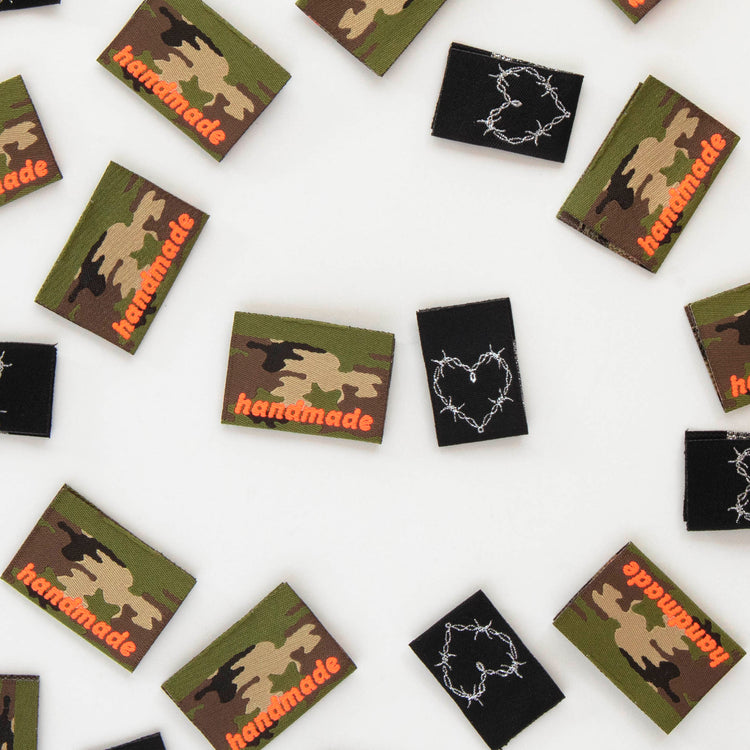 Camo and Barbed Wire Multipack Woven Labels