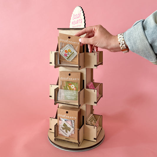 Table Top Rotating Label, Sticker, Patch Display Stand