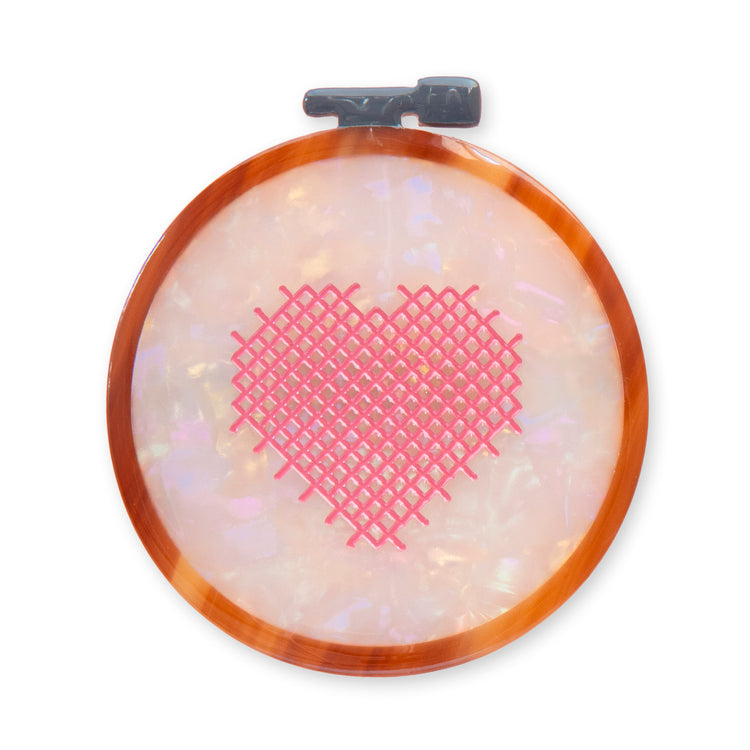 Cross Stitch Embroidery Hoop French Barrette