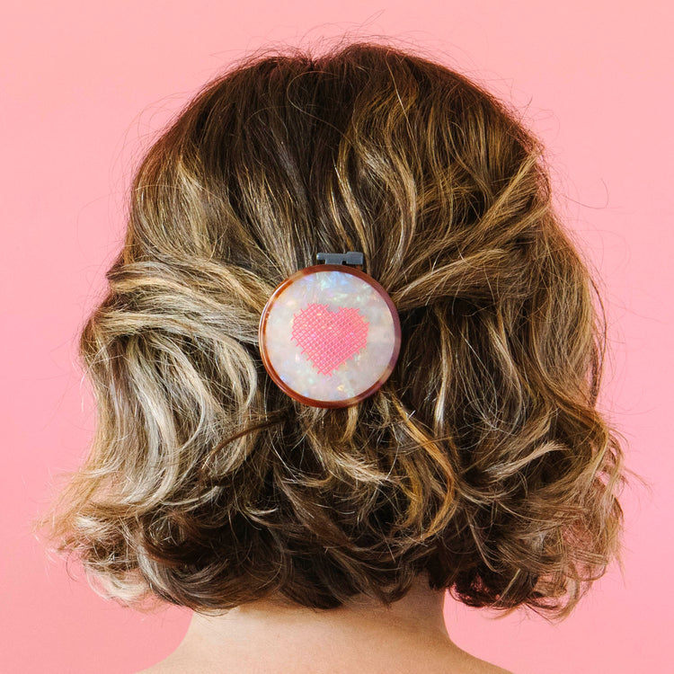 Cross Stitch Embroidery Hoop French Barrette