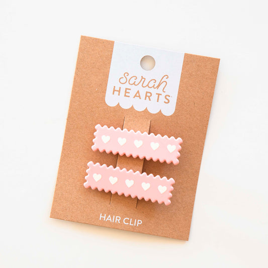 Pink Heart Hair Clips - 2 pack