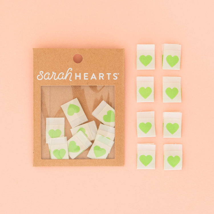 Green Heart Woven Labels