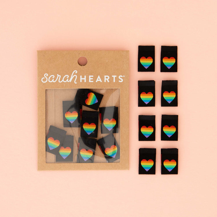 Rainbow Heart Woven Labels