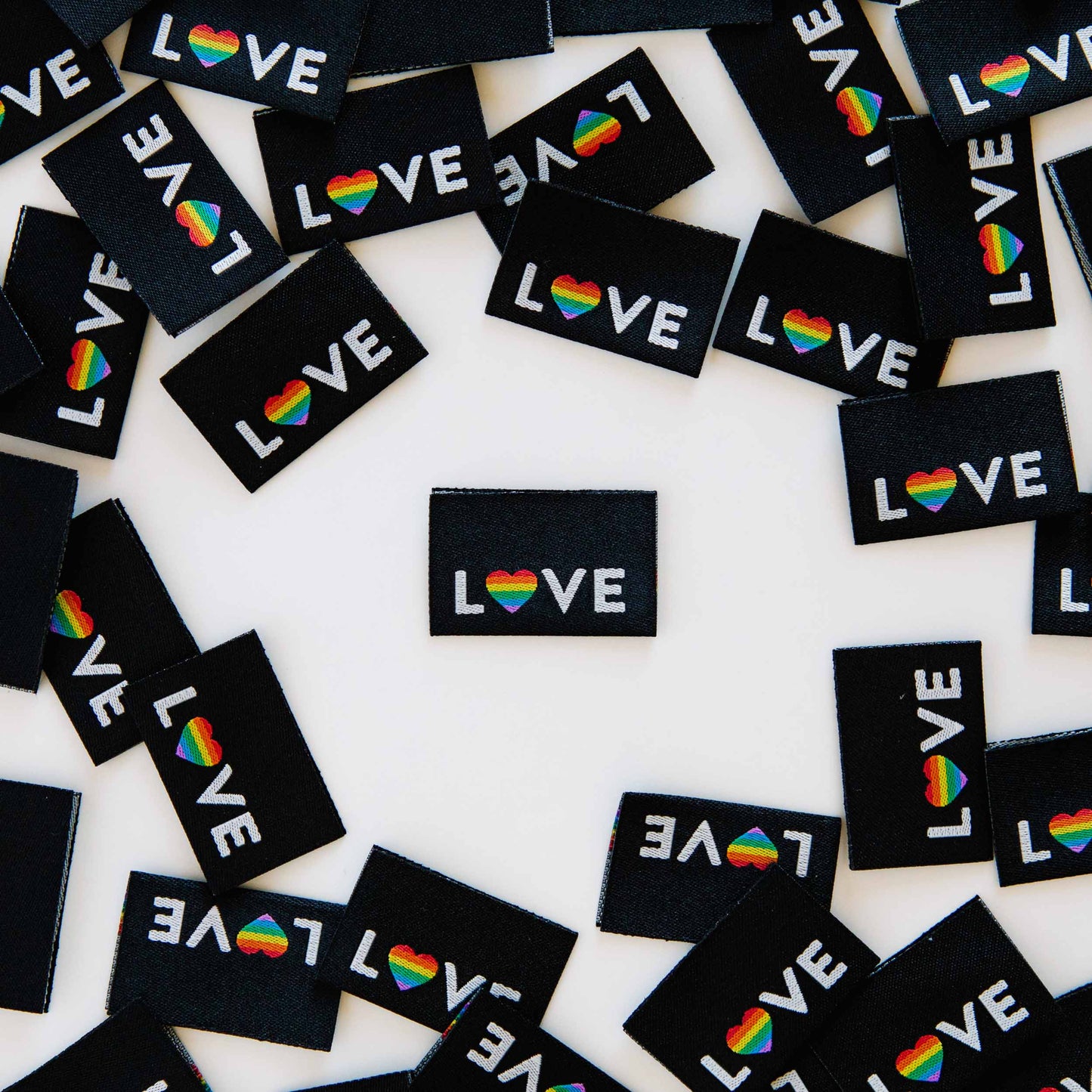 Love Pride Heart Woven Labels