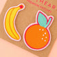 Banana and Orange Embroidered Patches - 2 Pack
