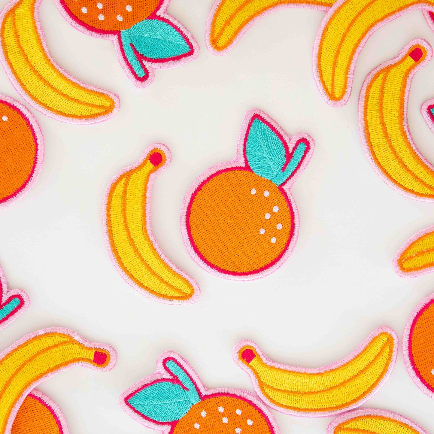 Banana and Orange Embroidered Patches - 2 Pack