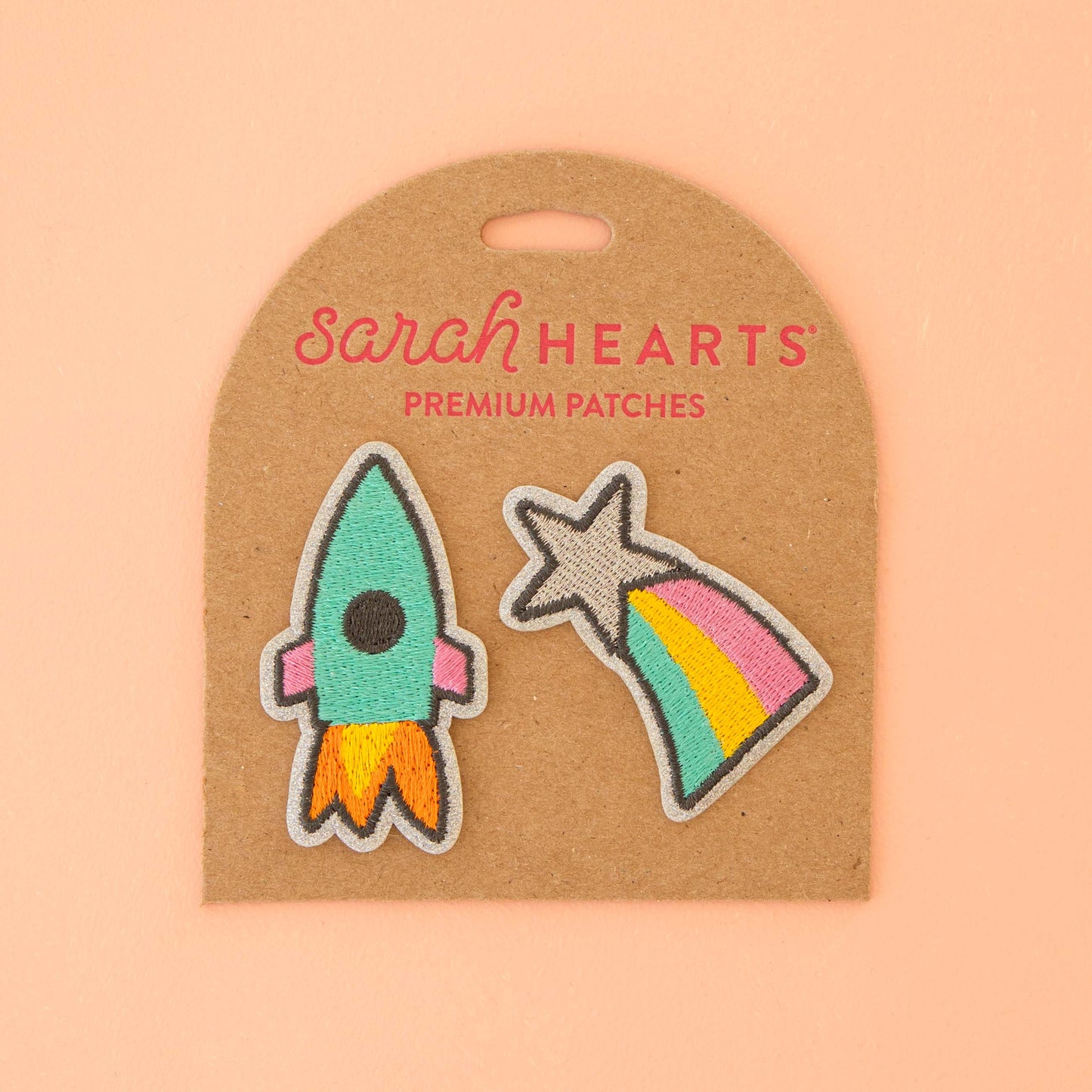 Rocket Ship and Shooting Star Embroidered Patches - 2 Pack