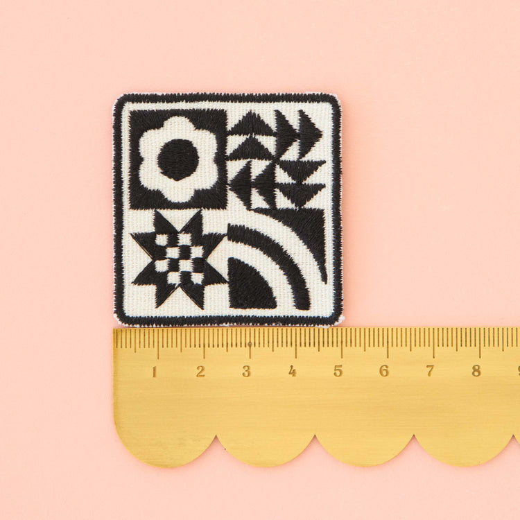 Black Quilt Block Iron-On Patch