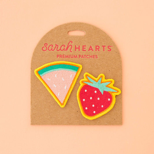 Watermelon and Strawberry Embroidered Patches - 2 Pack